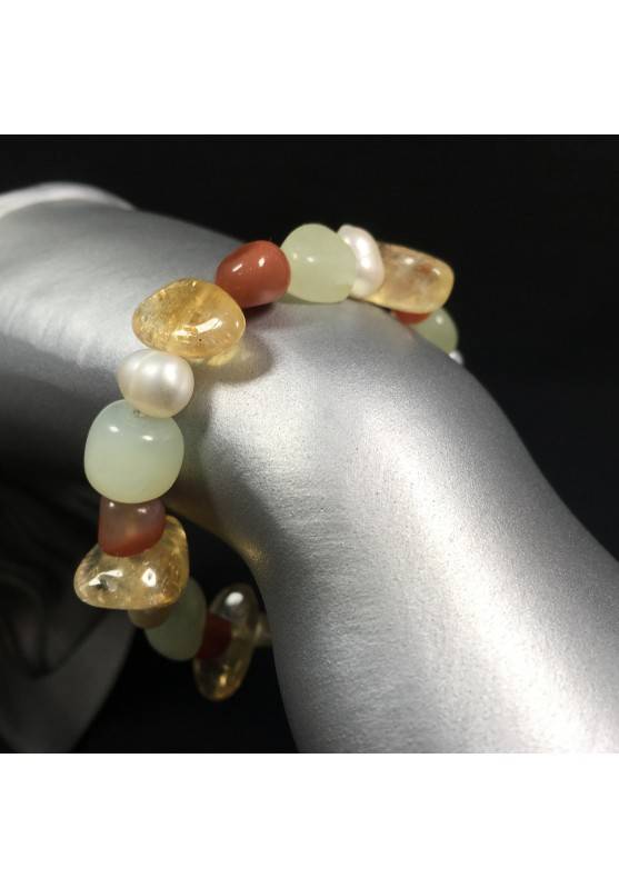 CITRINE Quartz CARNELIAN Jade & PEARL Bracelet Crystal Healing Chakra-1