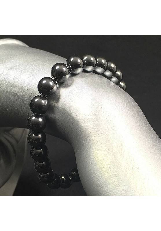 Hematite Spherical Beads Bracelet 7mm Sphere Unisex Jewels MINERALS Crystals-1