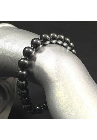 Hematite Spherical Beads Bracelet 9mm Sphere Unisex Jewels MINERALS Crystals-1