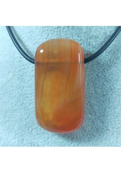 CARNELIAN AGATE PENDANT Gemstone - TAURUS CANCER LEO Necklace MINERALS Charms-1