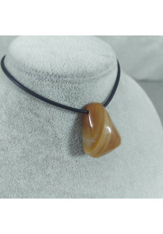 Banded Carnelian Agate Bead -Taurus Cancer Leo Necklace MINERALS Charm Pendant-1