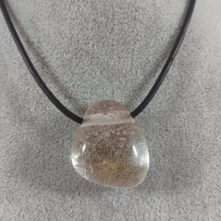 Pendant Bead in Gold Rutilated Quartz Crystal EXTRA! Necklace Crystal Healing-1