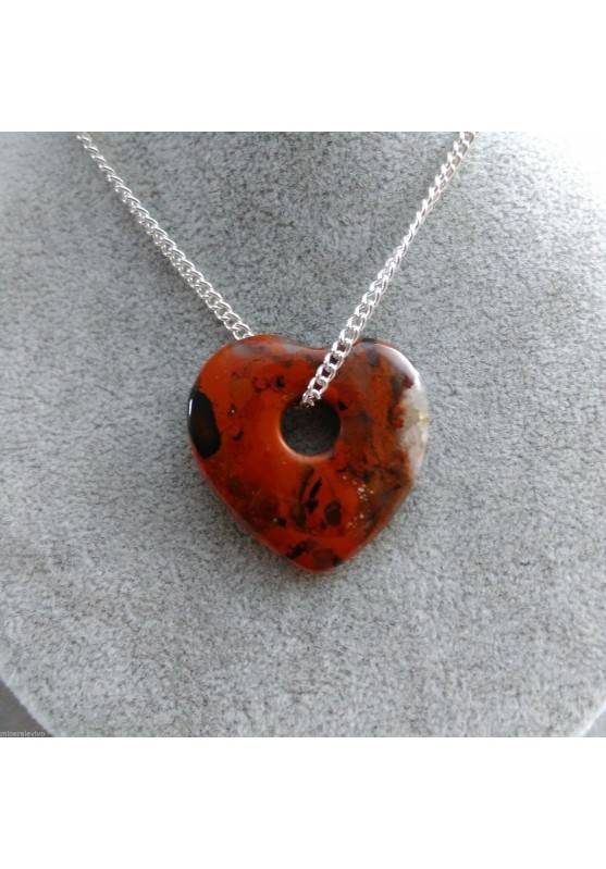 Necklace Heart in RED Jasper Pendant Rare HEART Crystal Gift Idea San Valentine's-1