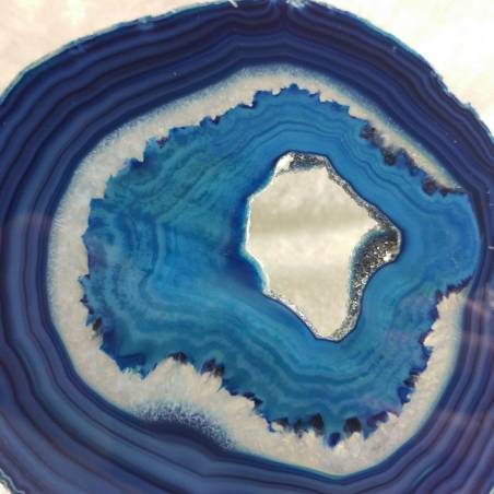 MINERALS *  GORGEOUS Blue AGATE SLICE With Crystals of Brazilian AMETHYST-2