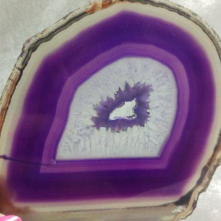 Minerals *  Gorgeous AGATE SLICE Coaster Purple W Crystals of Brazilian AMETHYST-2