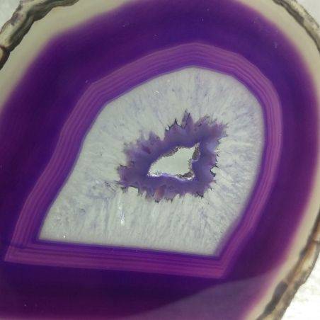 Minerals *  Gorgeous AGATE SLICE Coaster Purple W Crystals of Brazilian AMETHYST-3