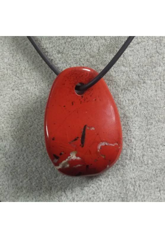 Pendant in RED Jasper Leaf Necklace Tumbled Stone Crystal Healing Chakra A+