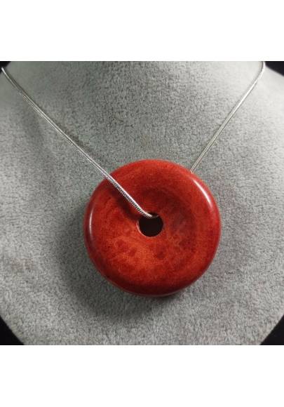 Pendant Donuts in Red Madrepore Mother of Pore MINERALS Crystals Reiki Crystal Healing A+-1