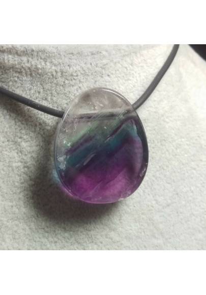 Pendant Gemstone in Purple Fluorite Chain Jewel Gift Idea Bijou Crystal Healing-1