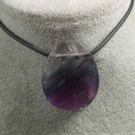 Pendant Gemstone in Purple Fluorite Chain Jewel Gift Idea Bijou Crystal Healing-2