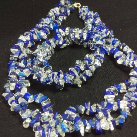 Bracelet + Necklace in LAPIS LAZULI and Clear Quartz Chips 15% OFF-1