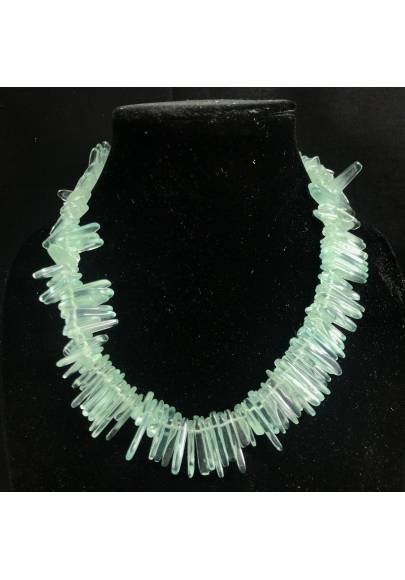 Necklace Chips in Aqua Blue OBSIDIAN Green Rare Jewel Woman Bijou MINERALS-1