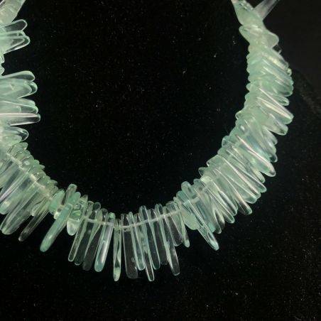 Necklace Chips in Aqua Blue OBSIDIAN Green Rare Jewel Woman Bijou MINERALS-2