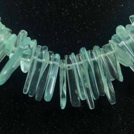 Necklace Chips in Aqua Blue OBSIDIAN Green Rare Jewel Woman Bijou MINERALS-3