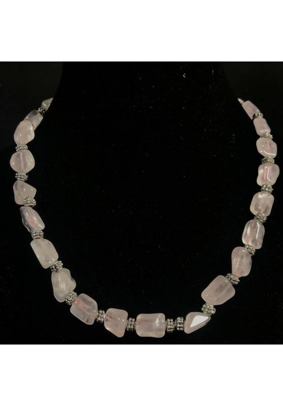 Necklace Chips in HYALINE Quartz & Iron Color Silver Vintage Gift Idea A+-1
