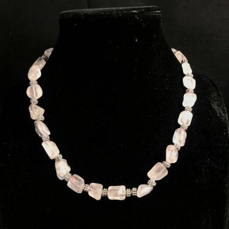Necklace Chips in HYALINE Quartz & Iron Color Silver Vintage Gift Idea A+-4