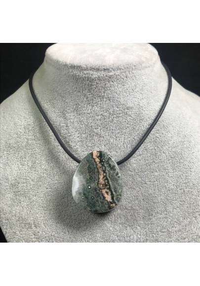 Pendant Gemstone in Orbicular Ocean JASPER Green Rarissimo Jewel Gift Idea A+-1