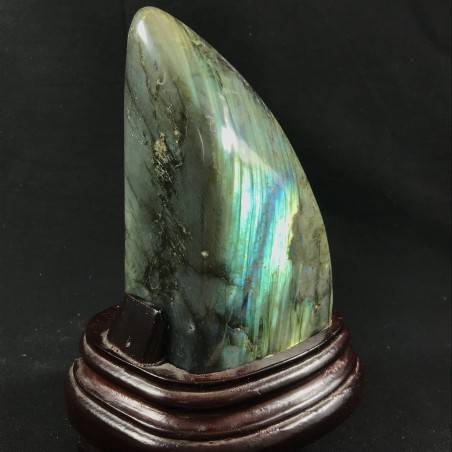 MINERALS * Gorgeous LABRADORITE KING Quality Specimen with Wood Stand A+-1