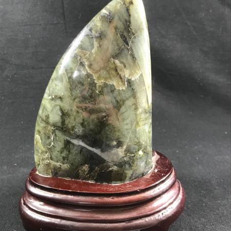 MINERALS * Gorgeous LABRADORITE KING Quality Specimen with Wood Stand A+-3