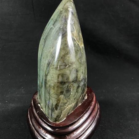 MINERALS * Gorgeous LABRADORITE KING Quality Specimen with Wood Stand A+-4