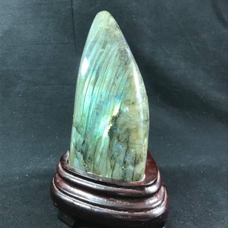 MINERALS * Gorgeous LABRADORITE KING Quality Specimen with Wood Stand A+-5
