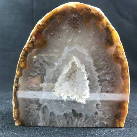 MINERALS * Polished Grey AGATE Geode Paperweight Natural Crystal-1