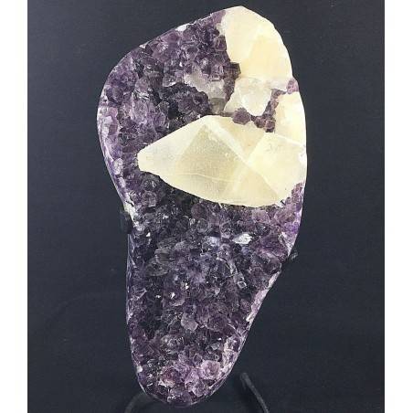 AMETHYST Geode with Bright Calcite DRUZY Iron Display Rare Quality!!-1