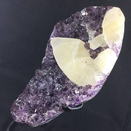 AMETHYST Geode with Bright Calcite DRUZY Iron Display Rare Quality!!-4