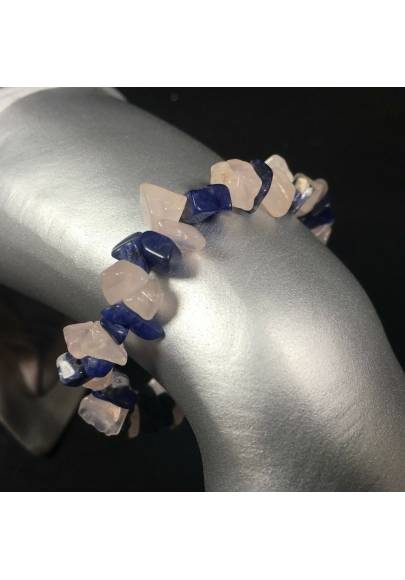 Bracelet in SODALITE and ROSE QUARTZ Crystal Healing Elasticated Chakra Zen A+-1