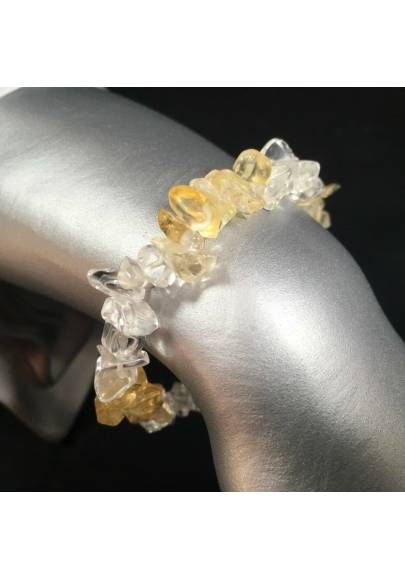 Bracelet in Clear Quartz & CITRINE Yellow QUARTZ Chips Crystal Healing Zen A+-1