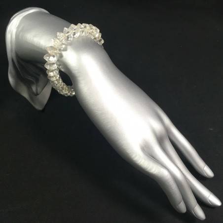 Faceted HYALINE CLEAR QUARTZ Bracelet Crystal Beads Healing Chakra Zen A+-1
