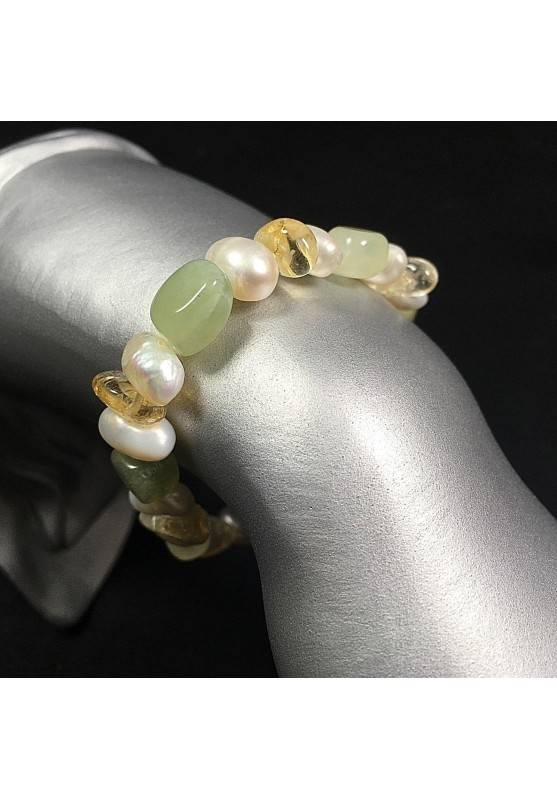 Green JADE & Citrine QUARTZ Bracelet whit PEARL Healing Stone Naturals Chakra-1