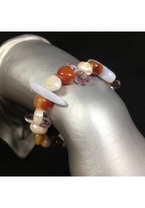 BRACELET dans Calcédoine - Cornaline e Fluorine Bracelet Avec Perles Naturel A+-1