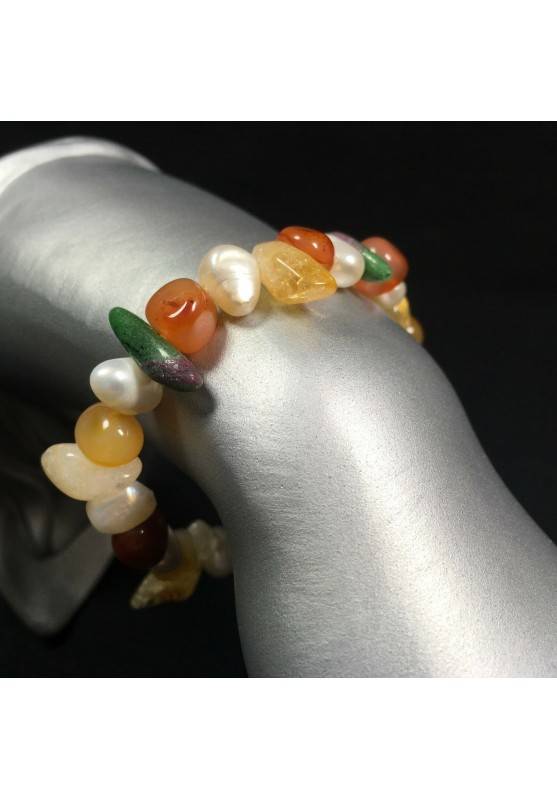 RUBY ZOISITE - CARNELIAN CITRINE QUARTZ & PEARL Bracelet Beads Crystal Therapy-1
