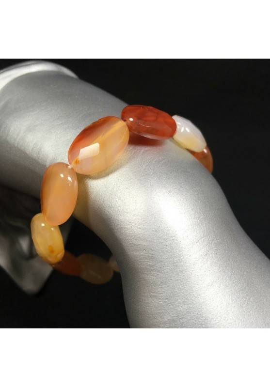 Bracelet in Facetted Carnelian AGATE Elasticated Minerals Stone Tumble Handmade-1