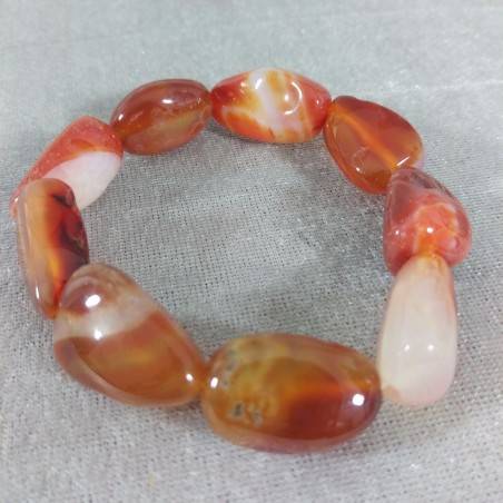 Bracelet in CARNELIAN RED AGATET Tumbled Stone Bracelet Jewels Crystal Therapy-2