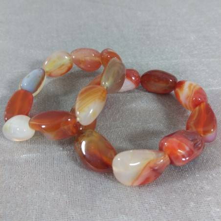 Bracelet in CARNELIAN RED AGATET Tumbled Stone Bracelet Jewels Crystal Therapy-4