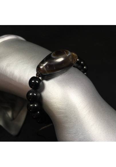 Buddha Eye and ONIX Bracelet Bracelet Black Onix Stone Naturals Beads Minerals-1