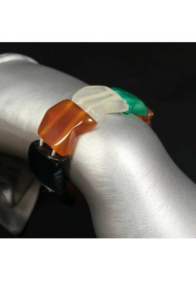 Bracelet in AGATE Nera , Bianca , Green CARNELIAN Bracelettto Crystal Healing-1