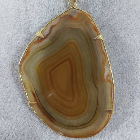 Brown Agate Slice Pendant Gold Necklace Charm Charm MINERALS Chakra Zen-3