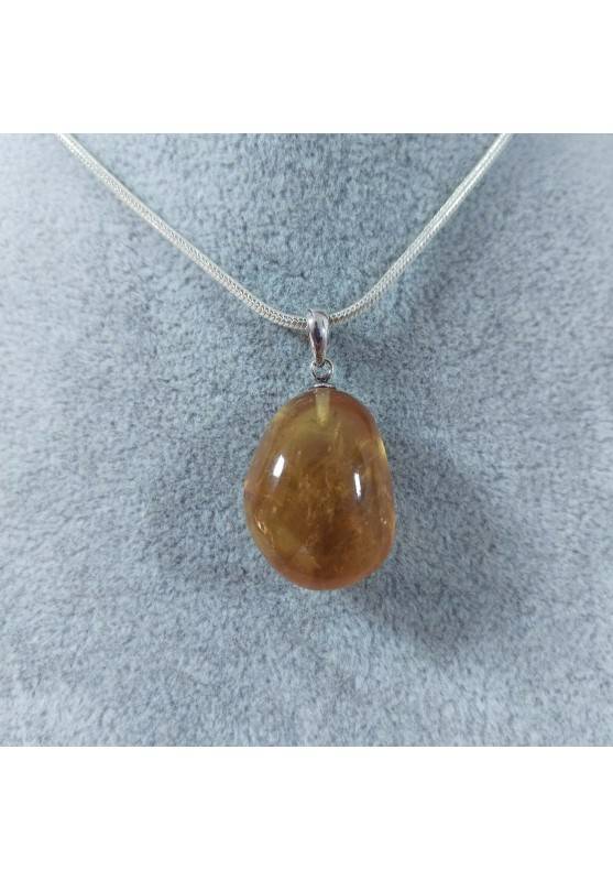 Honey CALCITE Pendant in Sterling Silver 925-SAGITTARIUS CANCER MINERALS Necklace-1