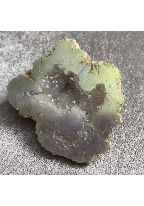 Geoda PLATINO en AQUA AURA + Scatola Cuarzo Blanco Brillante Cristal de Rocca-1