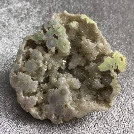 Geode in PLATINUM AQUA AURA + Box Hyaline Quartz Brillante Rock CRYSTAL-2