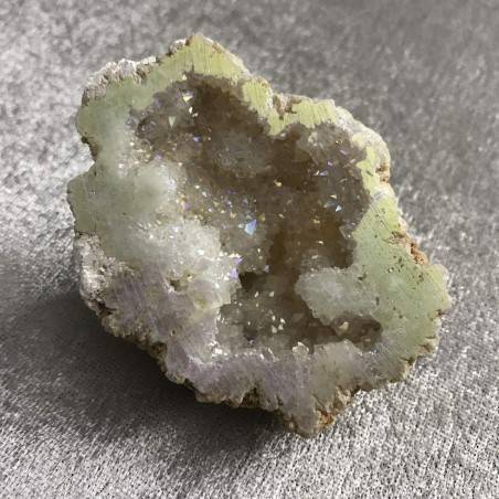 Geode PLATINO in AQUA AURA + Scatola Quarzo Ialino Brillante Cristallo di Rocca-5