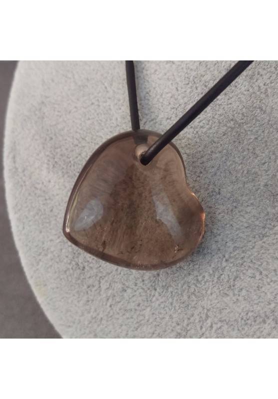 Heart Pendant in Smoked QUARTZ Necklace MINERALS Gift Idea Reiki Chain Stones A+-1