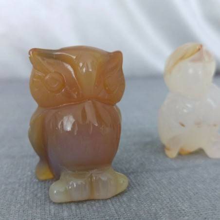 Owl in CARNELIAN Home Animals Crystal Healing MINERALS Polished Feng Shui Zen-1