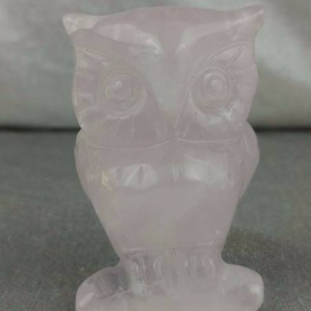 BIG Owl in Rose Quartz Polished with Love MINERALS Chakra-1