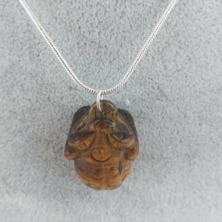 Pendant in TIGER'S EYE Frog Necklace Crystal Healing Zen Fengh Shui Toad Healing-1