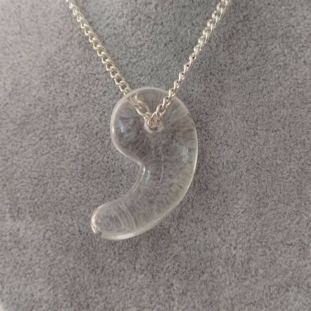 Pendant "Yin Yang" in PURE Hyaline Quartz ROCK CRYSTAL Necklace Jewel Charm-2