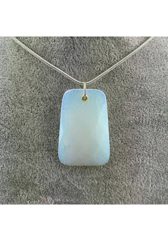 Pendant Gemstone in OPALITE Faceted with Monile SILVER Plated Necklace-1